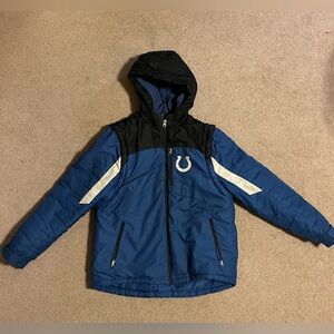 Colt’s Boy’s Medium Blue and Black Hooded Coat
